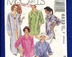 6532 MCCALLS SHORT - LONG SLEEVE 3 HOUR BIG SHIRT 3 LENGTHS PATTERN XS-MED UNCUT or Lg to XL choice